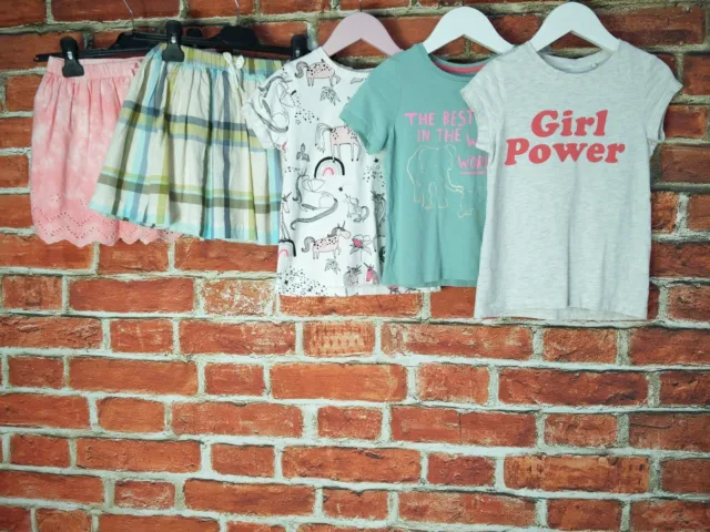 Girls Bundles Aged 4-5 Years Next M&S T-Shirt Skirt Set Unicorn Checked 110Cm