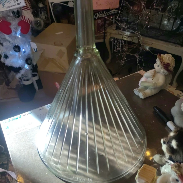 Vintage 32 oz Glass Mooney Air Vent for LiquidsHeavy-molded flint glass funnel