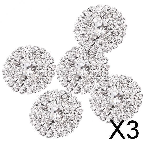3x 5 Stück Perle Kristall Knöpfe Gemischt Strass Flatback Vererung DIY