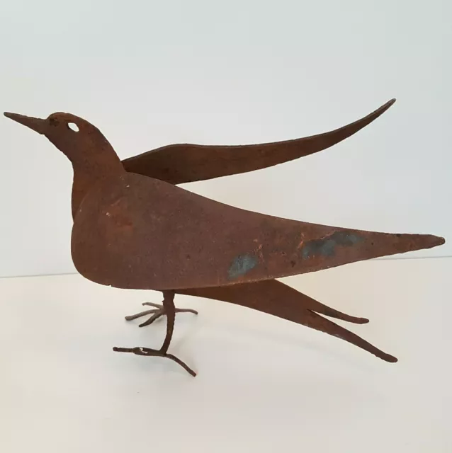 Rustic Metal Crow Primitive Industrial Handmade Raven Rusty 12" Halloween