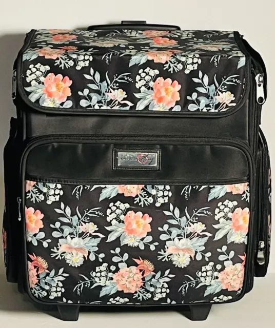 Everything Mary Black & Floral Rolling Scrapbook Storage Tote