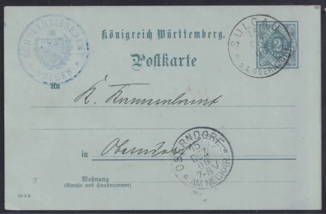 56191) SULGAU SULGEN 1906 Ganzsache Kameralamt OBERNDORF