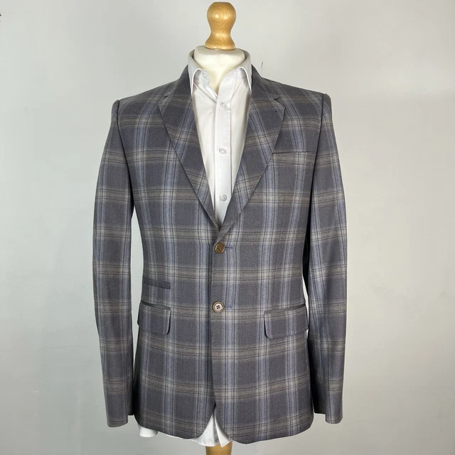 TED BAKER TIGHT Lines Blazer Jacket Men s 38R Grey Purple Modern Fit 100 Wool 49.95 PicClick UK