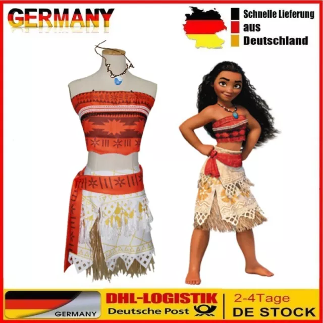 Moana Vaiana Prinzessin Karneval Party Kleider Fasching Cosplay Kostüm Festkleid 2