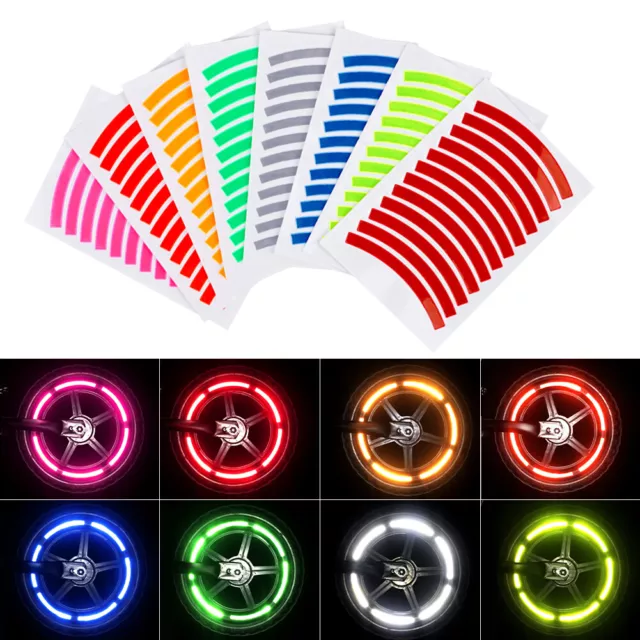 24PCS Strips Wheel Stickers Decals For Reflective Rim Tape Bike Motorcycle Car