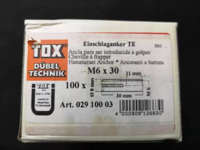 TOX Manchons Te M6x30 #02910003