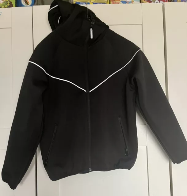 Lovely Boys Black Hooded Sports Jacket By Next, Age 8 Years - LOOK! 👀
