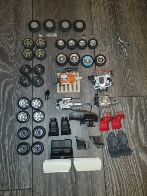 1/18 Joblot Car Parts For Modifying Or Diorama ie Supra Parts/cosworth Wheels/