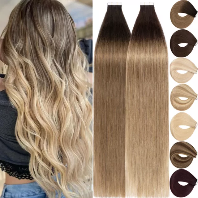 DICK Tape in Extensions Haar Weft 100% Remy Echthaar Haarverlängerung 40 Tressen