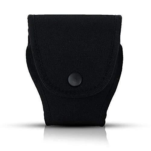 Black Nylon Handcuff Case Pouch - Holder with Secure Snap & Belt, Made of Nylon