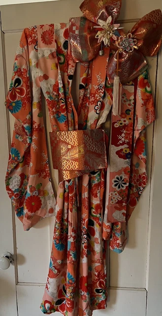 Gorgeous Ceremonial Silk large girls /small womans kimono, obi, sash Tsukuri 2