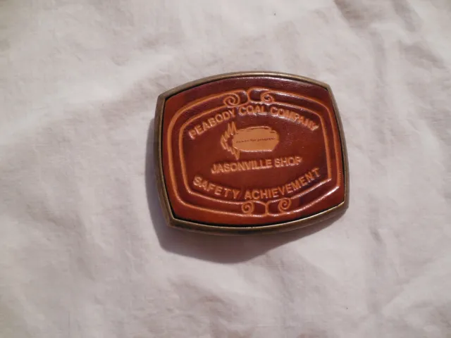 Peabody coal co Indiana Jasonville leather top belt buckle