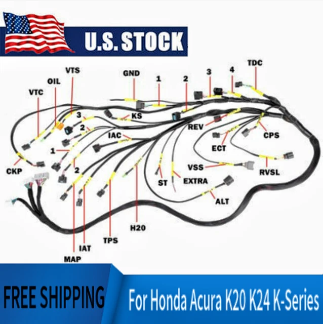 K20 K24 K-Series Tucked Engine Harness For Honda Acura K-Swap 02-04 RSX Type S