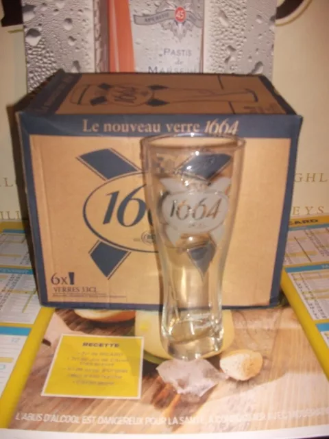 lot 6 verres à bière 1664 gravé  en 33 cl   NO  RICARD BIEN LIRE L'ANNONCE