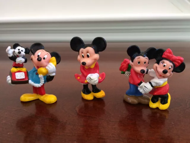 Applause Disney Mickey Mouse w/Phone Minnie Mouse PVC Toy Figures Cake Toppers