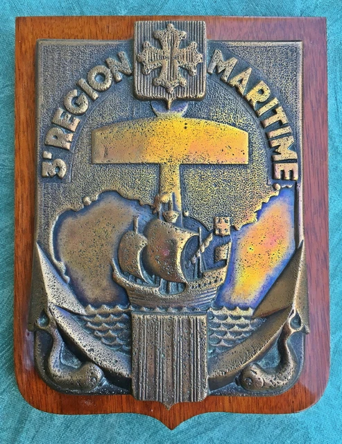 Médaille Marine 3e Région Maritime Toulon Vintage Bronze - Insigne Original Français, Bon état