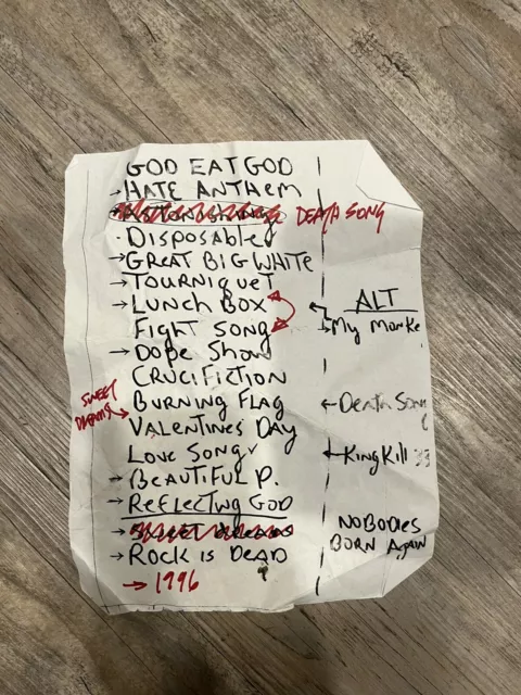 Madonna Wayne Gacy owned Vintage Marilyn Manson setlist