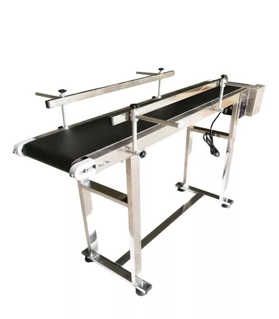 TECHTONGDA 110V 47" PVC Belt Conveyor with Double Guardrail Stainless Steel