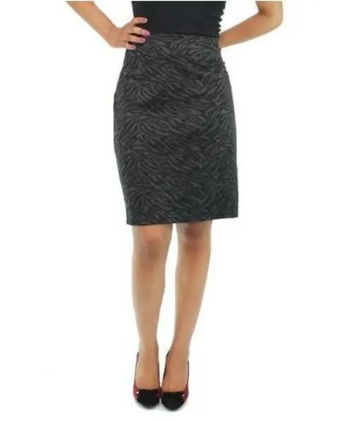 Style & Co Womens Pencil Skirt Black Print Ponte Comfort Waist Pull-on Plus 0X