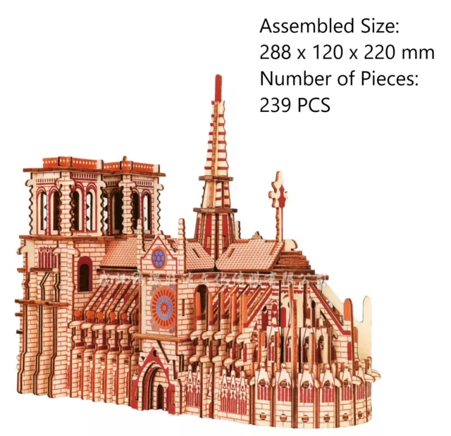 Notre Dame De Paris 3D Jigsaw DIY Realistic Wooden Model Kit Toy Puzzle Gift