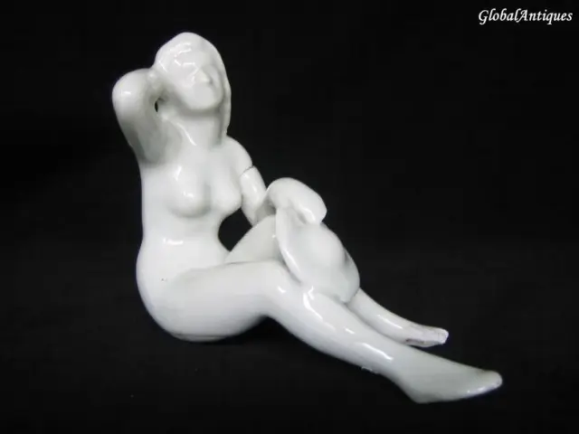 1930s ANTIQUE ART DECO PORCELAIN NAKED LADY w/HAT