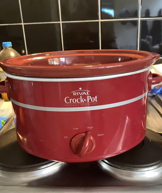 Original Rival Crock Pot Stoneware Cooker Red Slow Cooker Warmer