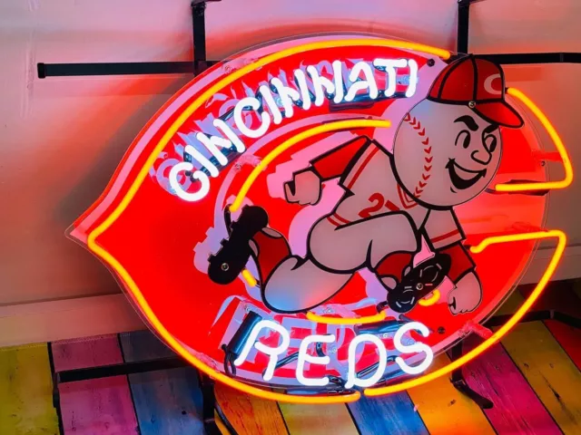 Cincinnati Reds Logo Neon Sign Beer Bar Sport Pub Wall Decor Gift 24x20