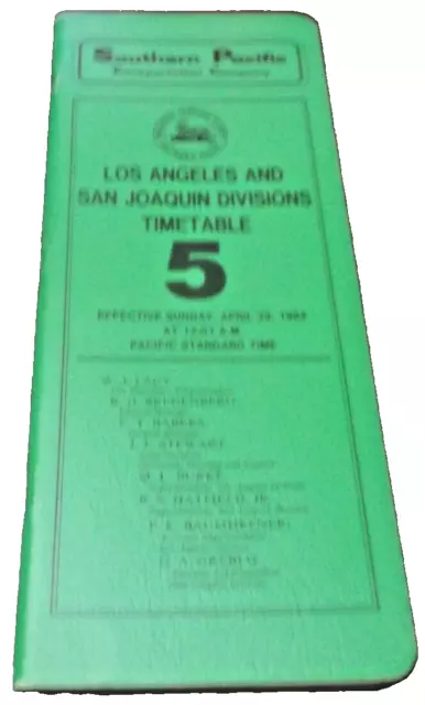 1984 Southern Pacific Los Angeles San Joaquin Division Employee Timetable #5