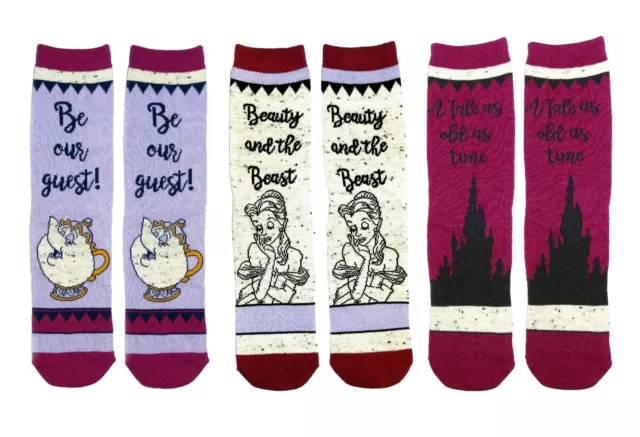 Disney Beauty & The Best Novelty Socks UK 4-8 Belle Beast Princess New Halloween