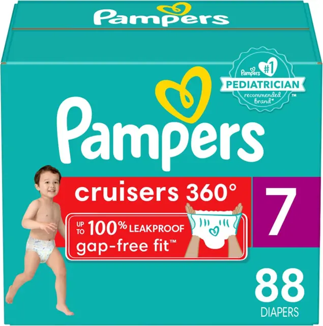 Diapers Size 7 -- Pampers Pull On Cruisers 360° -- QTY 88 Count -- NEW IN BOX