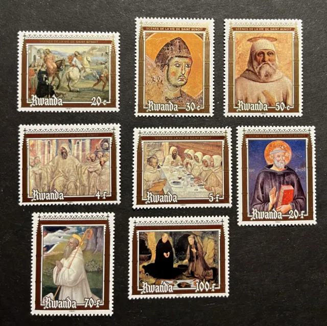 Painting Fresco St. Benedict 1500 years Set of 8 MNH Stamps 1981 Rwanda #1051-8