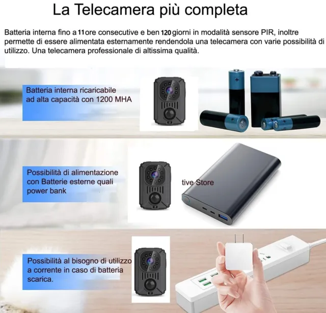 Micro Telecamera spia infrarossi sensore PIR movimento full hd mini camera spy 3