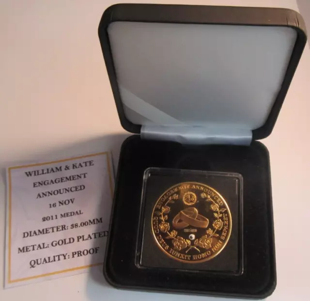 2010 Hrh Prince William & Catherine Middleton Engagement Announced Medal Box&Coa