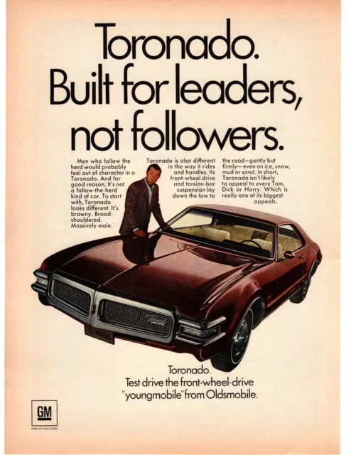 1968 Oldsmobile Toronado 455 V-8 "Built For Leaders, Not Followers." Print Ad