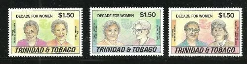 Album Trésors Trinidad & Tobago Scott #434-436 Décennie Pour Femme MNH