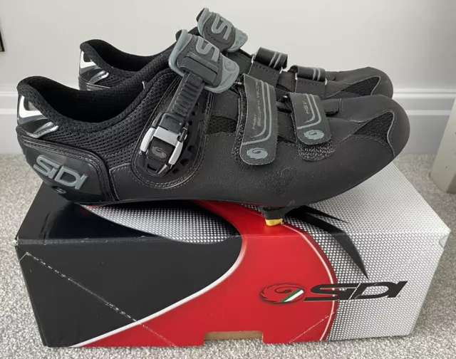 SIDI Genius 7 EU45 UK9.5-10 Black SPD-SL (3-bolt) carbon road race cycling shoes