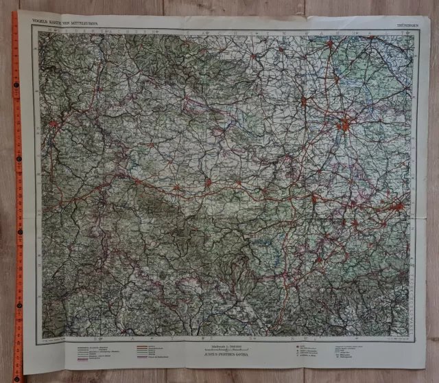 GOTHA Landkarte map 1950 Thüringen Vogels Karte von Mittel-Europa Justus Perthes