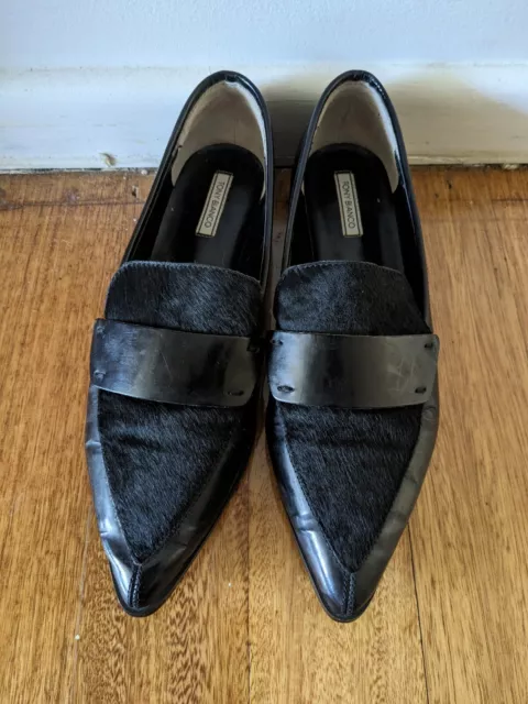 Tony Bianco Leather Black Loafers, womens size 9 In Excellent Condition