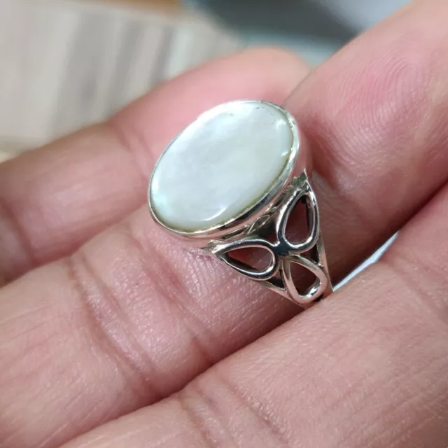 Mother of Pearl 925 Sterling Silver Handmade Elegant Beautiful Ring Size-4-11