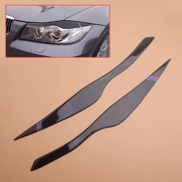 2PCS CARBON FIBER Headlight Eyelid Cover Eyebrow Fit For BMW E90 E91 3  Series £30.98 - PicClick UK