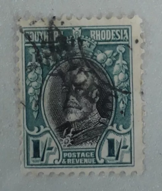 SOUTHERN RHODESIA 1935 KGV SG23a 1s black & greenish blue p11.5 GU