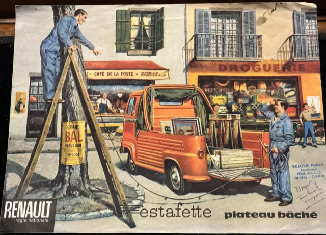 Depliant Prospectus D'epoque Renault Estafette Plateau Bachee