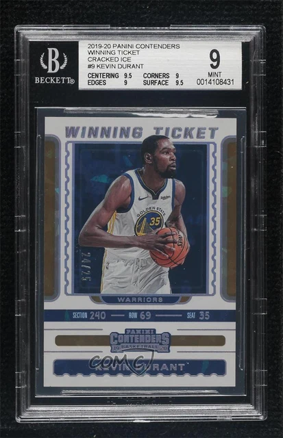 2019 Panini Contenders Winning Ticket Cracked Ice /25 Kevin Durant #9 BGS 9 MINT