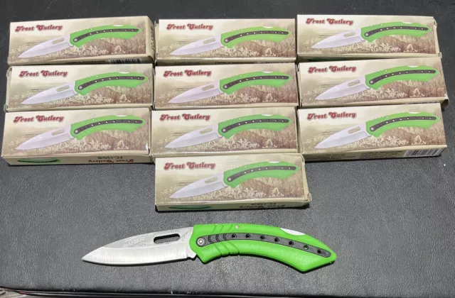 11 Frost Cutlery FC-13G/B Black/Green Lockback EDC Pocket Folder Folding Knife