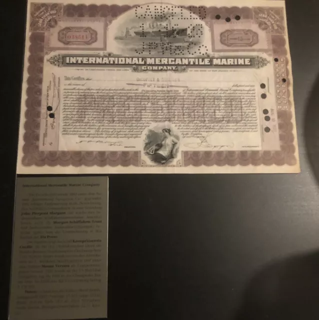 USA  shares International Mercantile Marine Titanic Aktie New Jersey