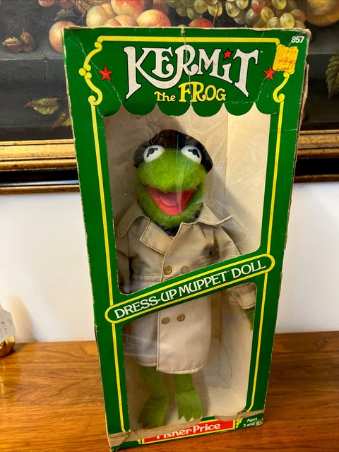 Vintage 1981 Fisher Price Kermit the frog Dress - Up Muppet doll NIB 14"