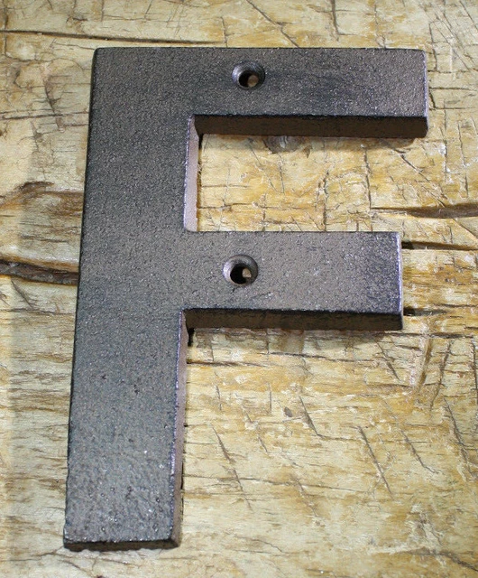 Cast Iron Industrial LETTER F Sign Rustic Brown 5" tall Alphabet