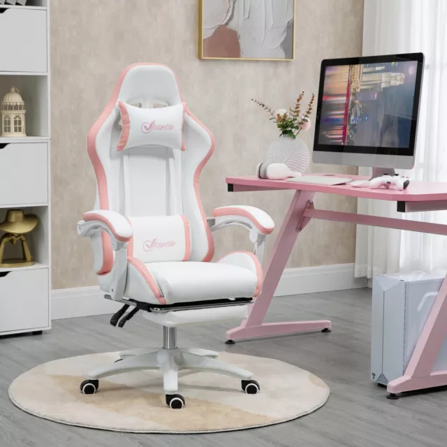 Vinsetto Racing Style Gaming Stuhl mit Liegefunktion Fußstütze, pink 2