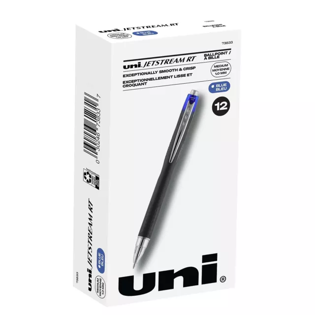 Uni-Ball Jetstream RT Roller Ball Retractable Waterproof Pen Blue Ink Bold 73833