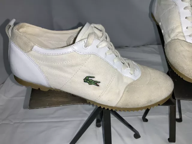 Lacoste Alligator Fashion Sneakers Sz 6 Women White Lace EUC YGI B0S-4 3